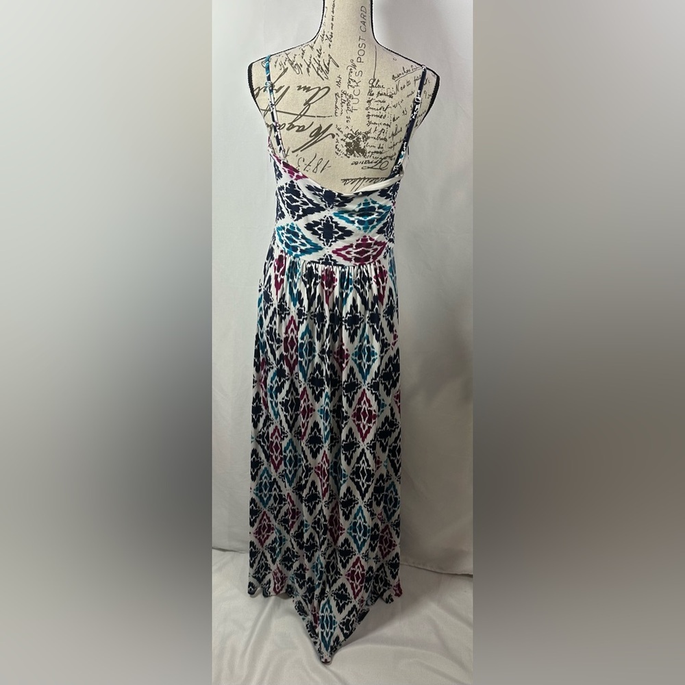 💜Printed Spaghetti-Strap Maxi Dress in Teal, Navy & Burgundy - Picture 4 of 14